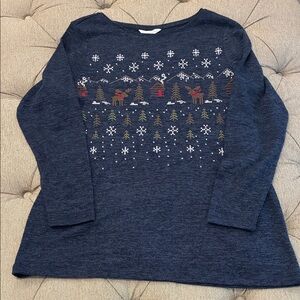 Christopher and Banks Navy Blue Holiday Sweater